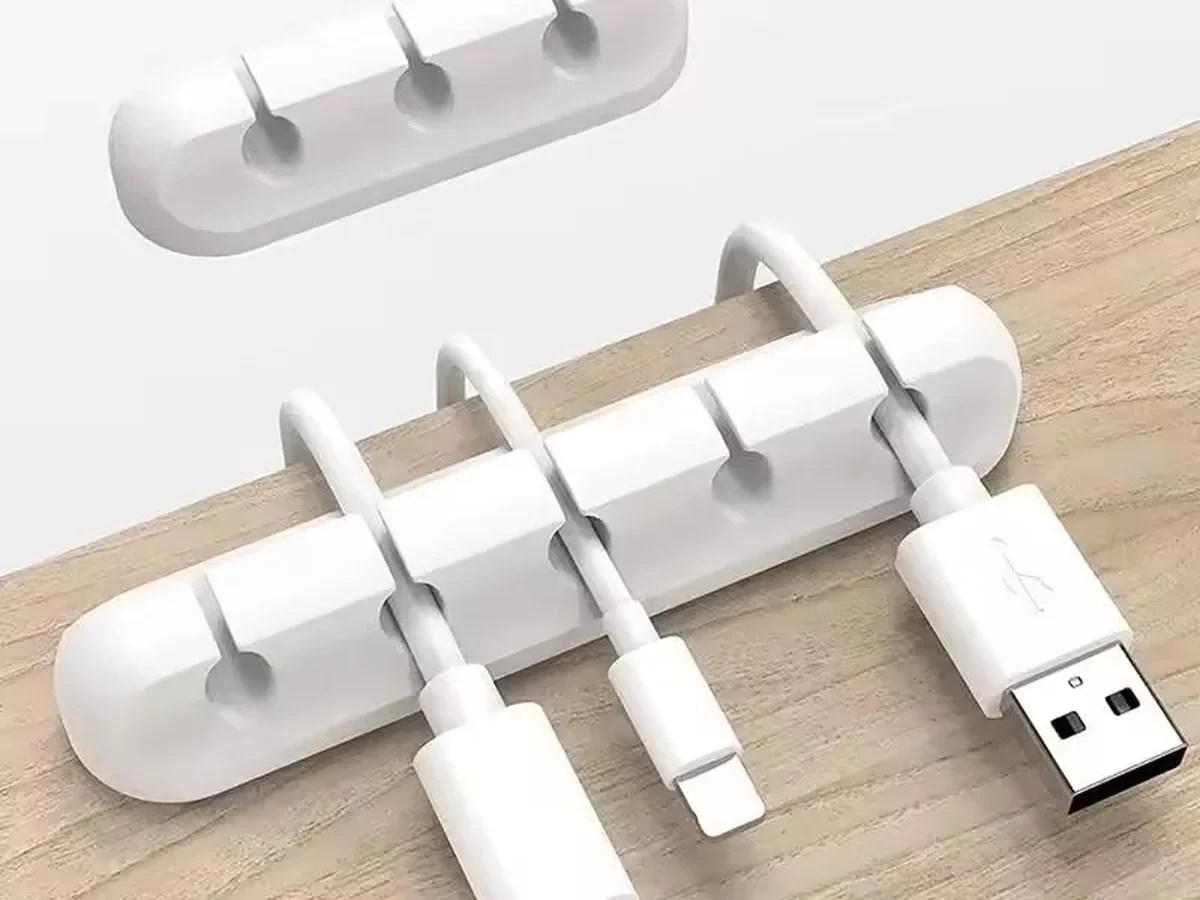 מארגן כבלים לבן מסיליקון לשולחן